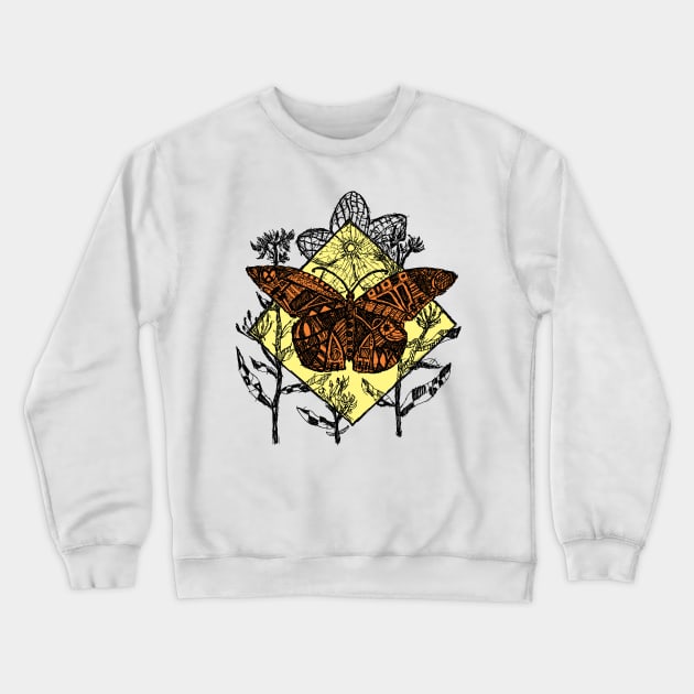 Monarch Butterfly Sketch - Color Crewneck Sweatshirt by Hinterlund